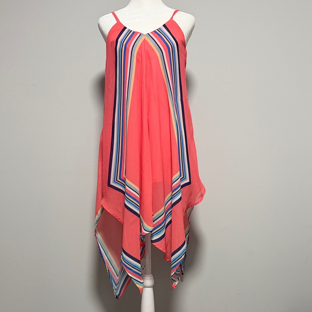 As U Wish Coral and Multicolor High Low Dress
